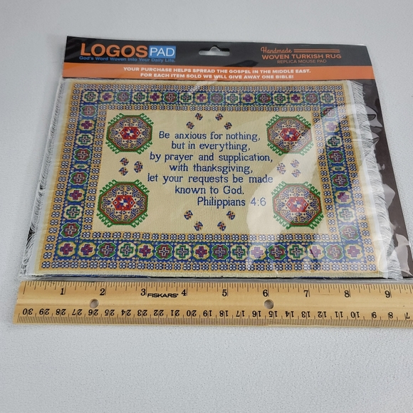 Woven Mini Rug Mouse Pad - Philippians 4:6 - Make in Turkey - Picture 6 of 10